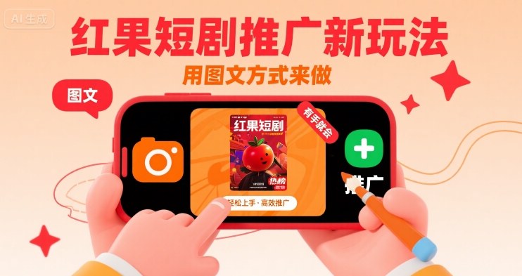 红果短剧推广新玩法，用图文方式来做，有手就会-创薯资源