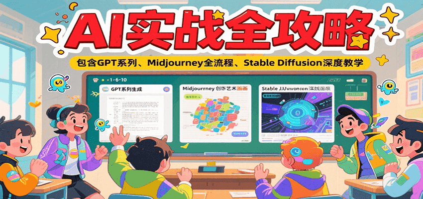 AI实战全攻略，包含GPT系列、Midjourney全流程、Stable Diffusion深度教学-创薯资源