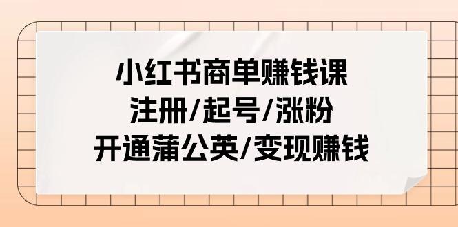 小红书商单赚钱课：注册/起号/涨粉/开通蒲公英/变现赚钱(25节课)-创薯资源