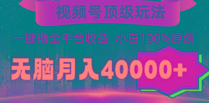 (9281期)视频号顶级玩法，无脑月入40000+，一键撸全平台收益，纯小白也能100%原创-创薯资源