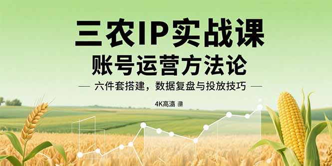 三农IP实战课：账号运营方法论，六件套搭建，数据复盘与投放技巧-创薯资源