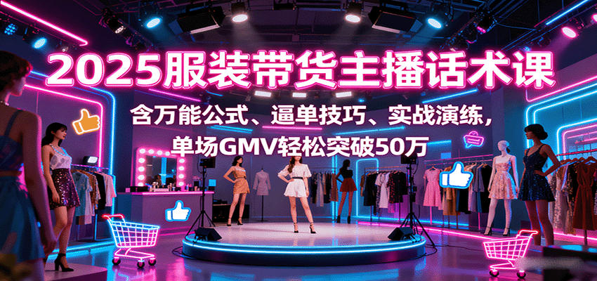 2025服装带货主播话术课，含万能公式、逼单技巧、实战演练，单场GMV轻松突破50万-创薯资源