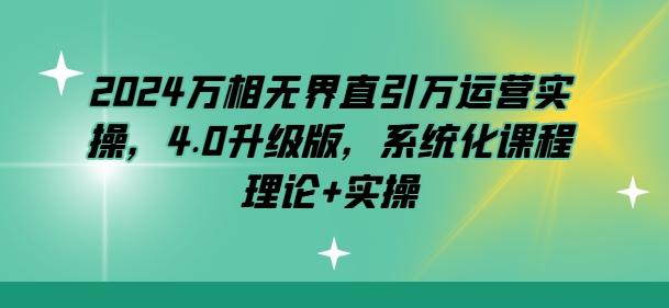 2024万相无界直引万运营实操，4.0升级版，系统化课程 理论+实操-创薯资源