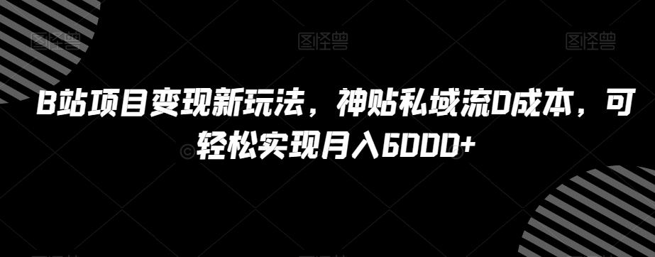 B站项目变现新玩法，神贴私域流0成本，可轻松实现月入6000+【揭秘】-创薯资源