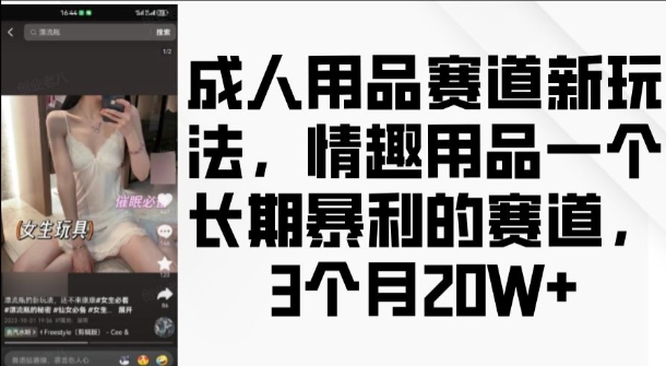 成人用品赛道新玩法，情趣用品一个长期暴利的赛道，3个月收益20个【揭秘】-创薯资源