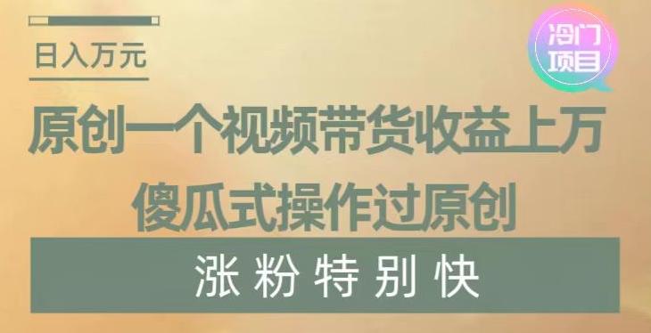 原创一个视频带货收益上万，傻瓜式操作过原创，几分钟做一个视频涨粉特别快【揭秘】-创薯资源
