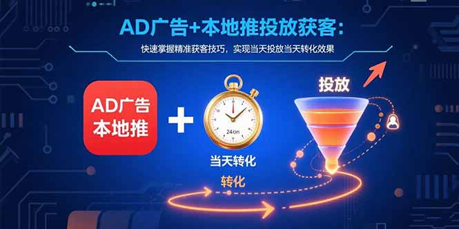 AD广告+本地推投放获客：快速掌握精准获客技巧，实现当天投放当天转化效果-创薯资源