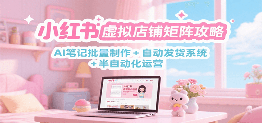 小红书虚拟店铺矩阵攻略：AI笔记批量制作 + 自动发货系统 + 半自动化运营-创薯资源