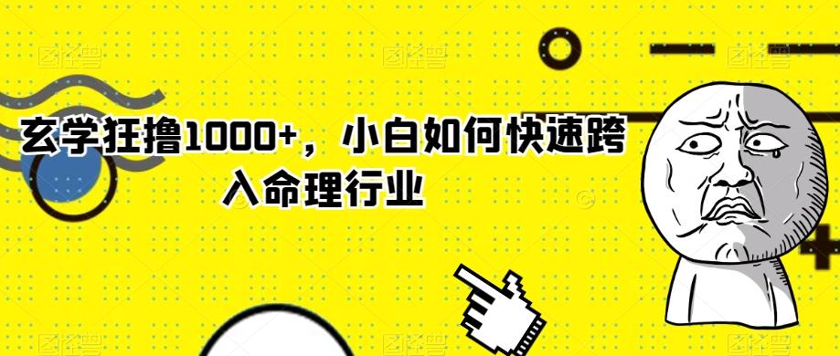 玄学狂撸1000+，小白如何快速跨入命理行业-创薯资源
