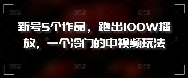 新号5个作品，跑出100W播放，一个冷门的中视频玩法【揭秘】-创薯资源