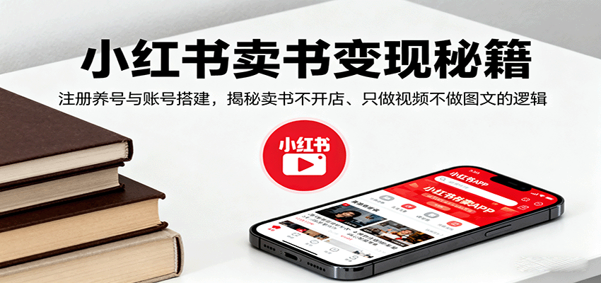 小红书卖书变现秘籍，注册养号与账号搭建，揭秘卖书不开店、只做视频不做图文的逻辑-创薯资源