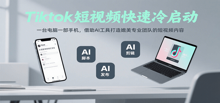 Tiktok短视频快速冷启动，一台电脑一部手机，借助AI工具打造媲美专业团队的短视频内容-创薯资源