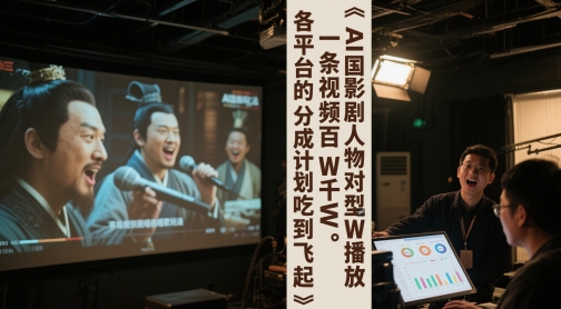 AI三国影视剧人物对口型唱歌玩法，一条视频百W千W播放，各平台的分成计划吃到飞起-创薯资源