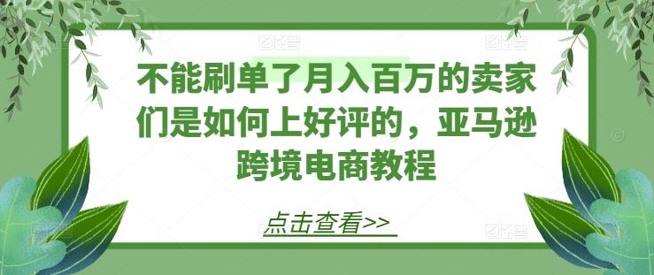 不能刷单了月入百万的卖家们是如何上好评的，亚马逊跨境电商教程-创薯资源
