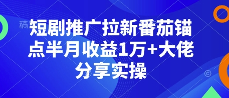 短剧推广拉新番茄锚点半月收益1万+大佬分享实操-创薯资源