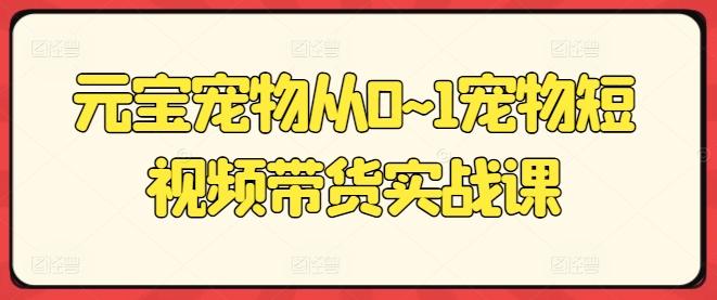 元宝宠物从0~1宠物短视频带货实战课-创薯资源