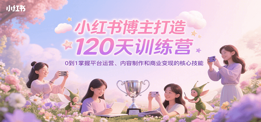 小红书博主打造120天训练营，0到1掌握平台运营、内容制作和商业变现-创薯资源