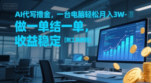 AI代写撸金，一台电脑轻松月入1-3W，做一单结一单，收益稳定【附工具教程】-创薯资源