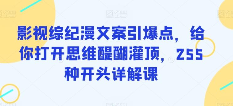 影视综纪漫文案引爆点，给你打开思维醍醐灌顶，255种开头详解课-创薯资源