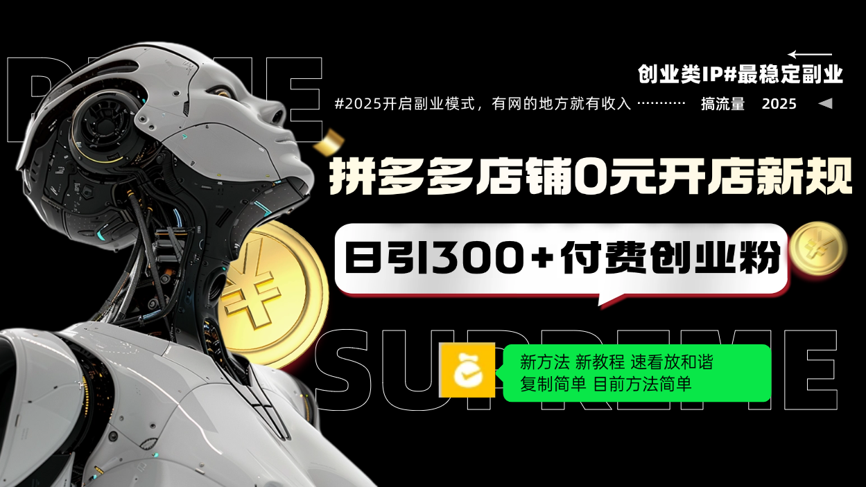 拼多多店铺0元开店新规，日引300+付费创业粉，目前方法简单复制粘贴可矩阵-创薯资源