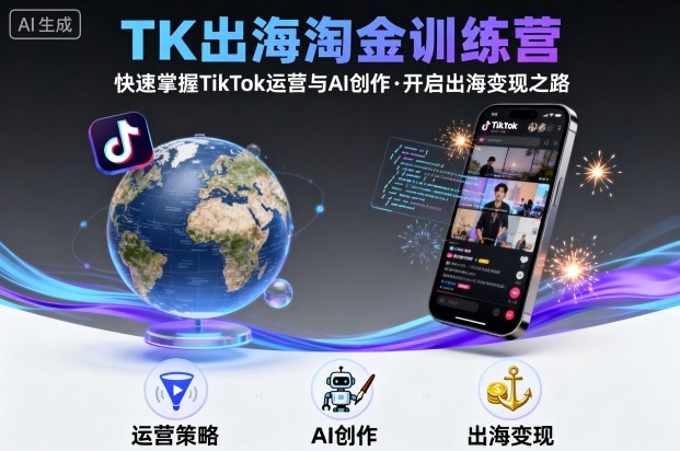 TK出海淘金训练营，助你快速掌握TikTok运营与AI创作，开启出海变现之路-创薯资源