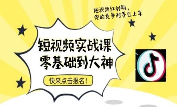 短视频零基础落地实操训练营，短视频实战课零基础到大神-创薯资源