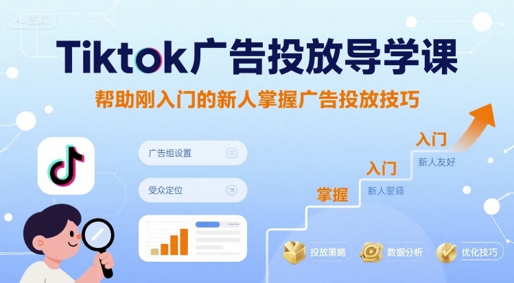 Tiktok广告投放导学课，帮助刚入门的新人掌握广告投放技巧-创薯资源