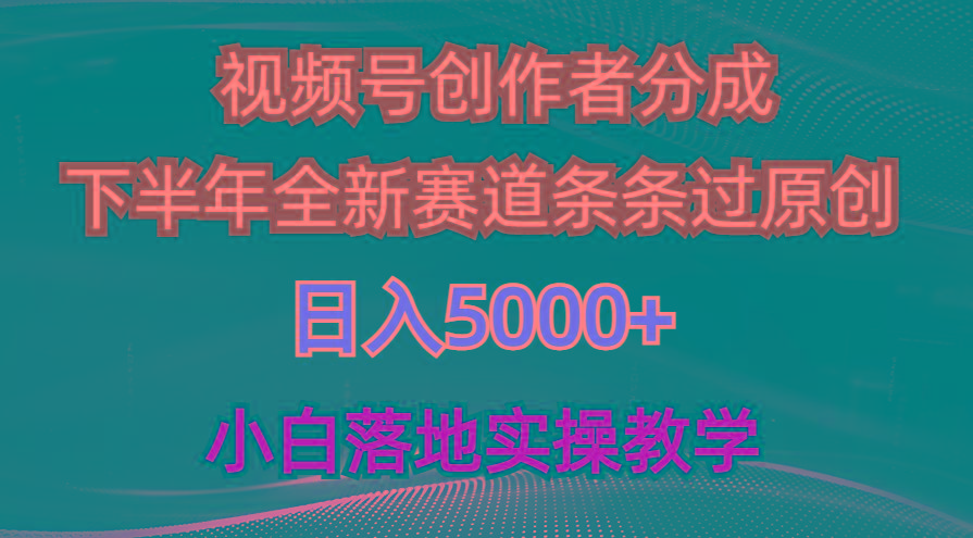 视频号创作者分成最新玩法，日入5000+  下半年全新赛道条条过原创，小…-创薯资源