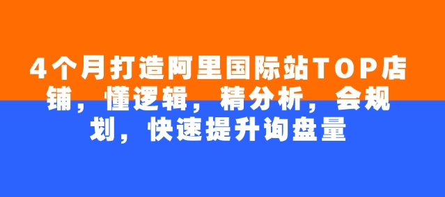 4个月打造阿里国际站TOP店铺，懂逻辑，精分析，会规划，快速提升询盘量-创薯资源