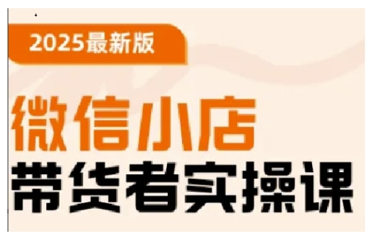 2025最新版微信小店带货者实操课，基础操作到高级运营技巧，快速上手-创薯资源