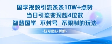 国学视频引流条条10W+点赞当日引流变现超4位数-创薯资源