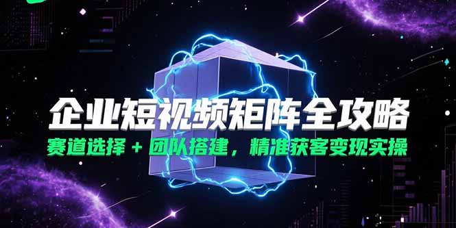 企业短视频矩阵全攻略，赛道选择+团队搭建，精准获客变现实操-创薯资源