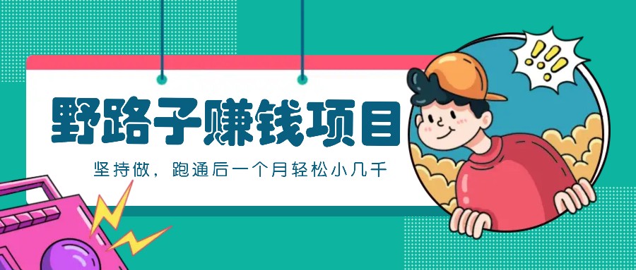 一个人就能操作的野路子赚钱项目，零成本零门槛坚持做，跑通后一个月小几千！-创薯资源