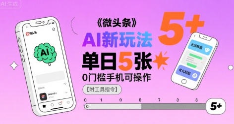 微头条AI新玩法，小白单日5张+，0门槛手机可操作【附工具指令】-创薯资源