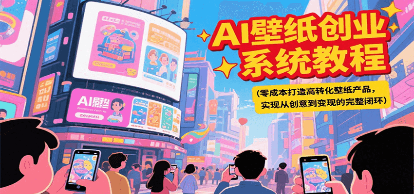 AI壁纸创业系统教程，零成本打造高转化壁纸产品，实现从创意到变现的完整闭环-创薯资源