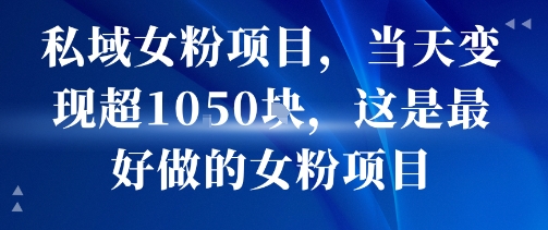 私域女粉项目，当天变现超1k，这是最好做的女粉项目，可放大操作-创薯资源