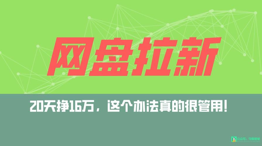 网盘拉新+私域全自动玩法，0粉起号，小白可做，当天见收益，已测单日破5000-创薯资源