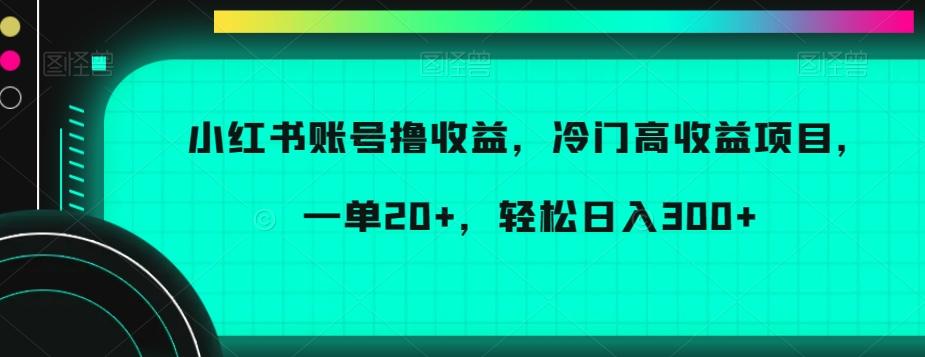 小红书账号撸收益，冷门高收益项目，一单20+，轻松日入300+【揭秘】-创薯资源