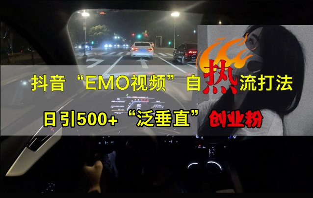 抖音EMO视频自热打法，日引500+“泛垂直”创业粉-创薯资源