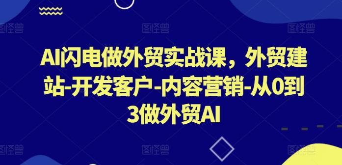 AI闪电做外贸实战课，​外贸建站-开发客户-内容营销-从0到3做外贸AI-创薯资源