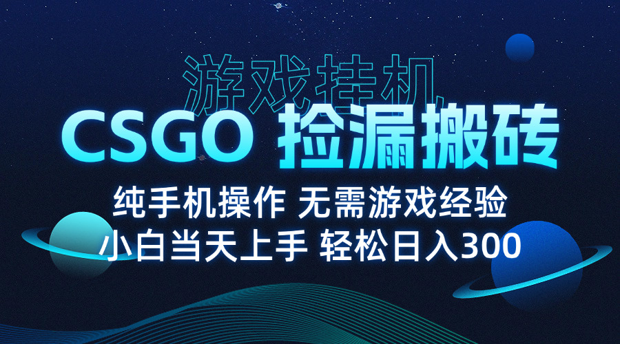 8月最新游戏搬砖，CSGO纯挂机，不需要玩游戏，实现真挂机，月入1W+-创薯资源