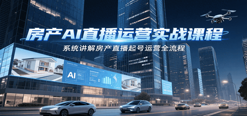 房产AI直播运营实战课程，系统讲解房产直播起号运营全流程-创薯资源