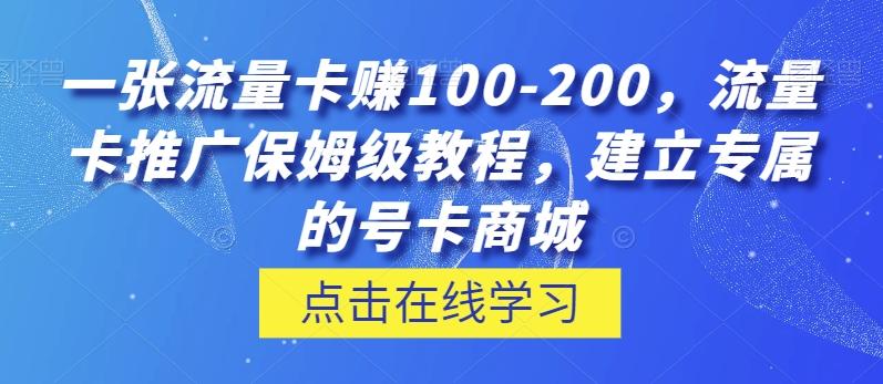 一张流量卡赚100-200，流量卡推广保姆级教程，建立专属的号卡商城-创薯资源
