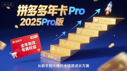 拼多多年卡2025Pro版，五大板块从认知到基础、从推广到活动、从活动到玩法-创薯资源