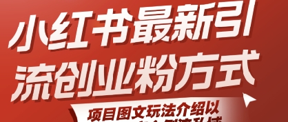小红书最新引流创业粉方式，项目图文玩法介绍以及如何安全倒流私域-创薯资源