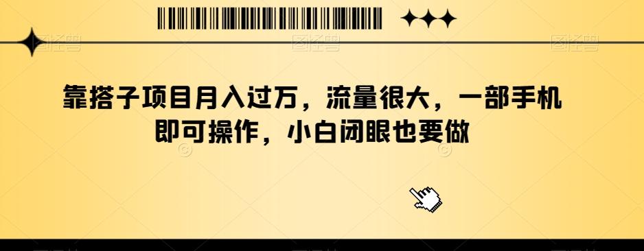 靠搭子项目月入过万，流量很大，一部手机即可操作，小白闭眼也要做-创薯资源