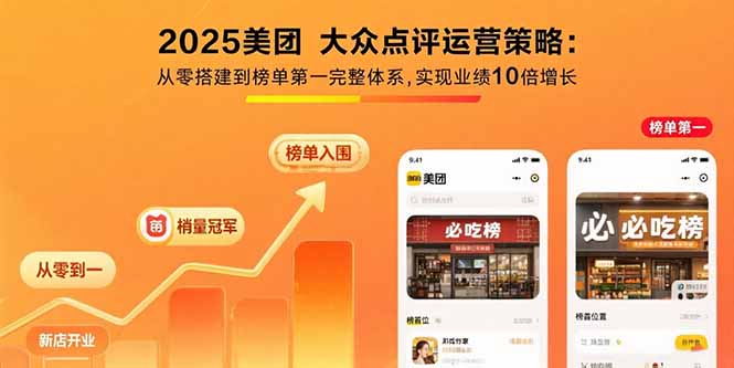 2025美团 大众点评运营策略:从零搭建到榜单第一完整体系,实现业绩10倍增长-创薯资源