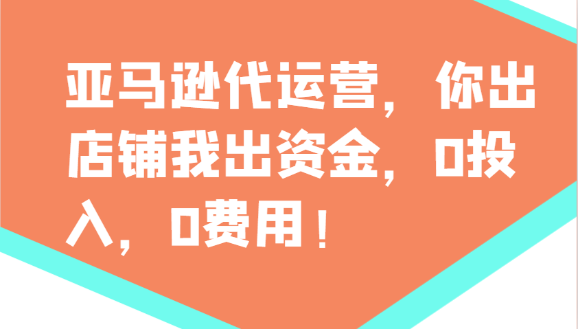 亚马逊代运营，你出店铺我出资金，0投入，0费用，无责任每天300分红，赢亏我承担-创薯资源