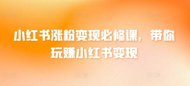 小红书涨粉变现必修课，带你玩赚小红书变现-创薯资源