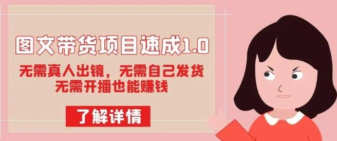 图文带货项目速成1.0：无需真人出镜，无需自己发货，无需开播也能赚钱！-创薯资源